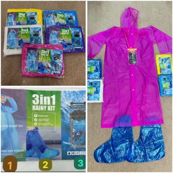 3 IN 1 RAIN KIT (RAIN COAT WITH MOBILE OR SHOE COVER)