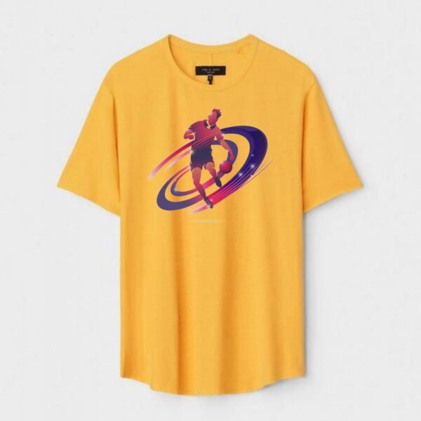 Yellow Unisex DOT KNIT Regular Fit Printed Round Neck T-Shirt