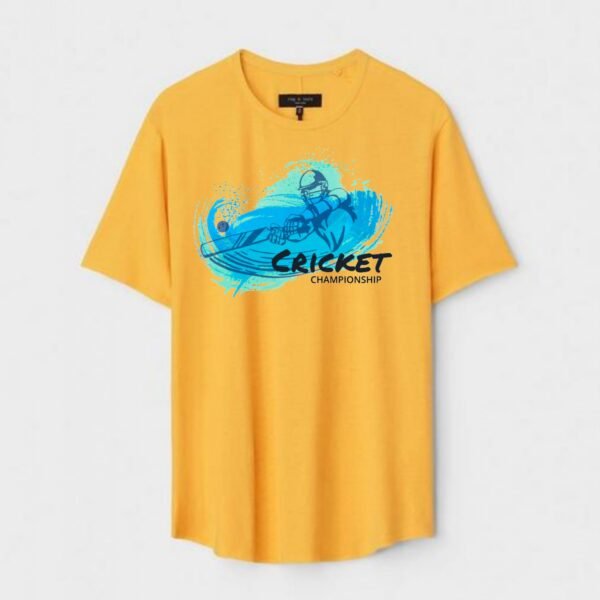 Yellow Unisex DOT KNIT Regular Fit Printed Round Neck T-Shirt