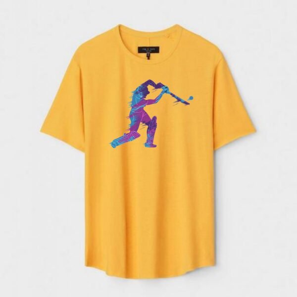 Yellow Unisex DOT KNIT Regular Fit Printed Round Neck T-Shirt