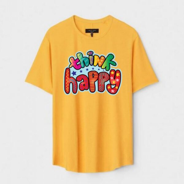 Yellow Unisex DOT KNIT Regular Fit Printed Round Neck T-Shirt