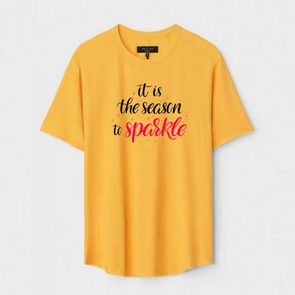 Yellow Unisex DOT KNIT Regular Fit Printed Round Neck T-Shirt